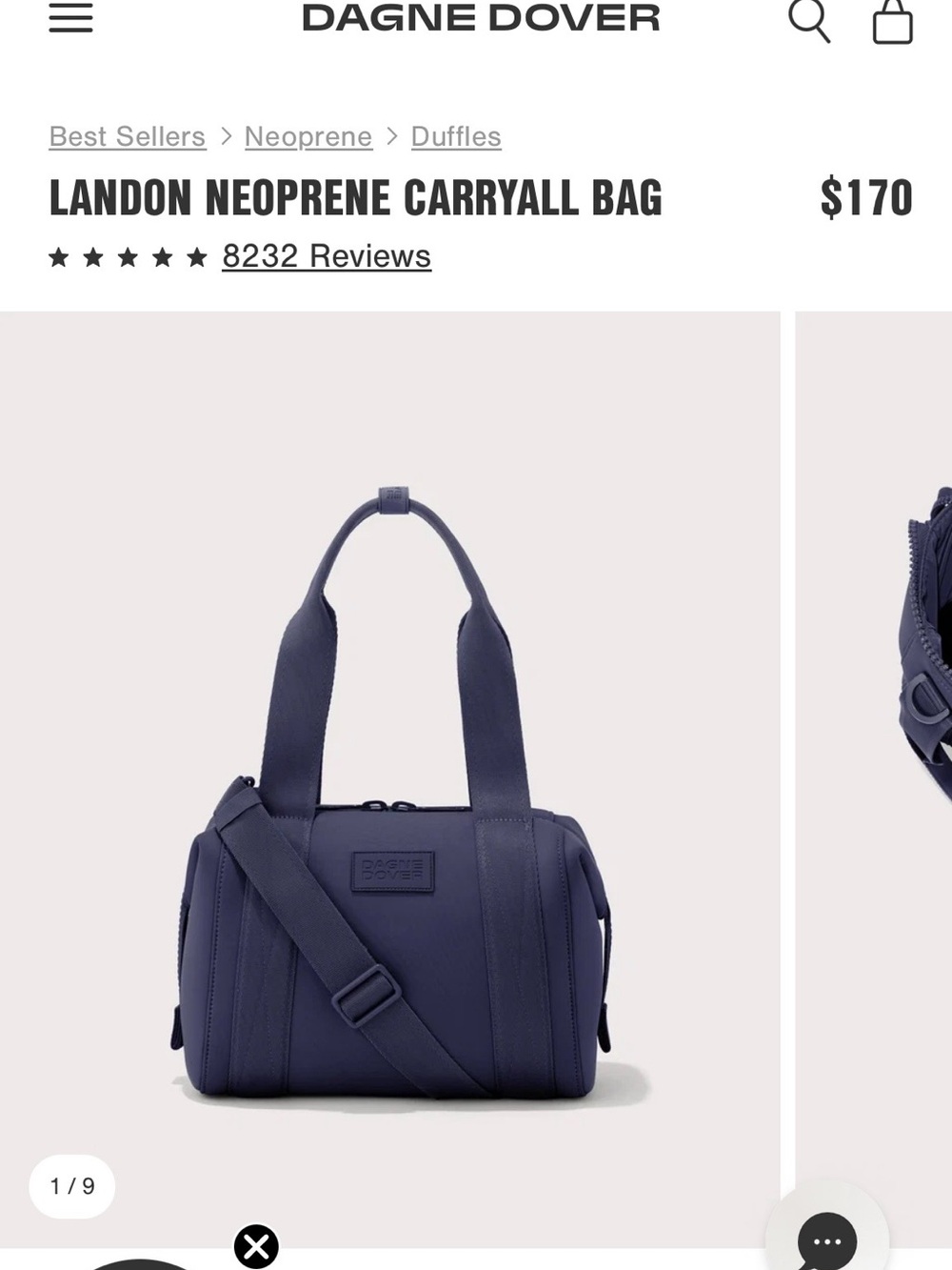 Dagne Dover Landon Neoprene Carryall Bag — Navy